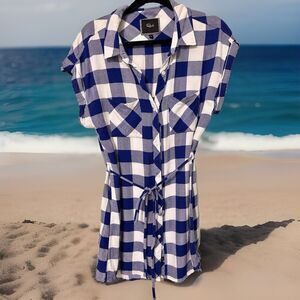 RAILS  Belted‎ Button Front Plaid Shirt DRESS SZ Med Short Sleeve Flannel